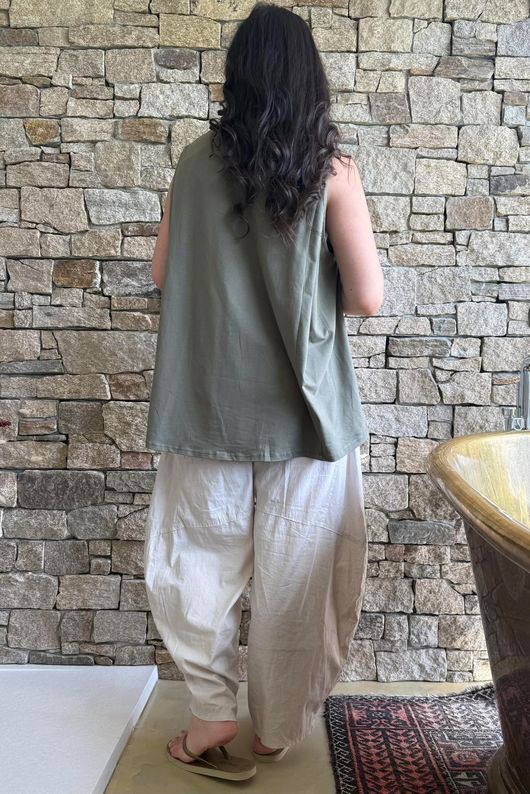 Oscar Drape Trapeze Tank Khaki
